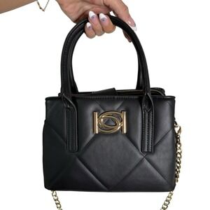 Bebe Bag Y2K Quilted Faux Leather Mini Satchel Handbag Purse‎ Small
